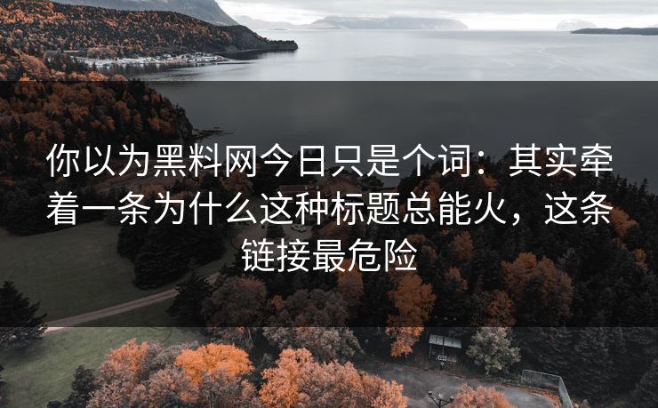 你以为黑料网今日只是个词：其实牵着一条为什么这种标题总能火，这条链接最危险