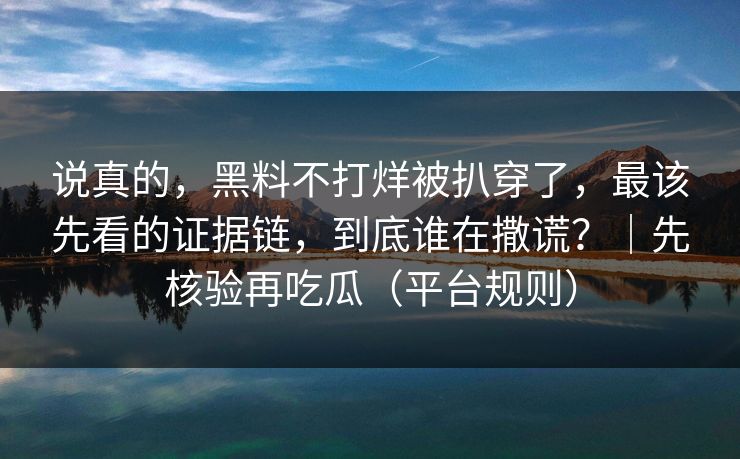 说真的，黑料不打烊被扒穿了，最该先看的证据链，到底谁在撒谎？｜先核验再吃瓜（平台规则）