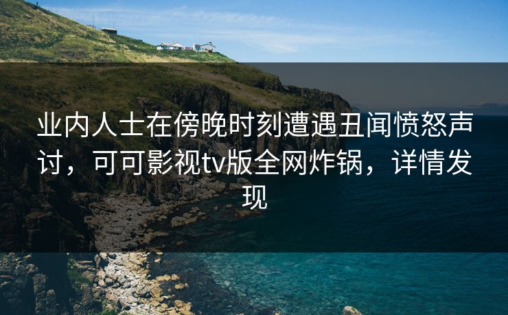 业内人士在傍晚时刻遭遇丑闻愤怒声讨，可可影视tv版全网炸锅，详情发现