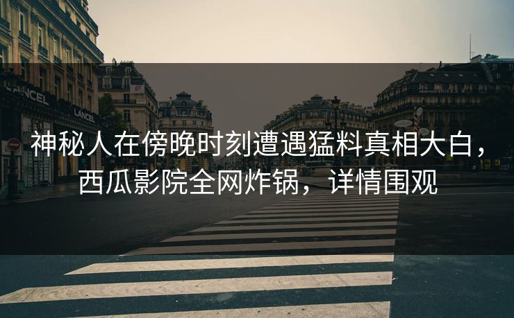 神秘人在傍晚时刻遭遇猛料真相大白，西瓜影院全网炸锅，详情围观