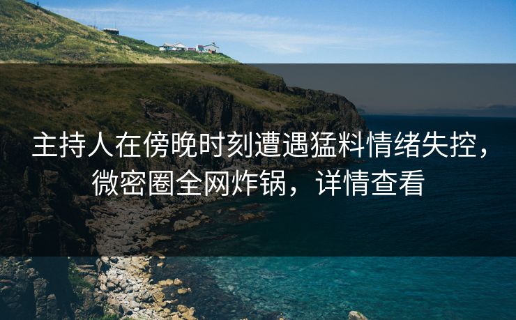 主持人在傍晚时刻遭遇猛料情绪失控，微密圈全网炸锅，详情查看